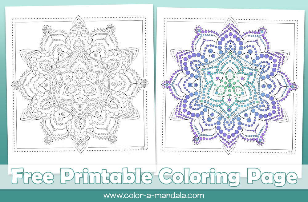 Free printable dot mandala coloring page by color a mandala.