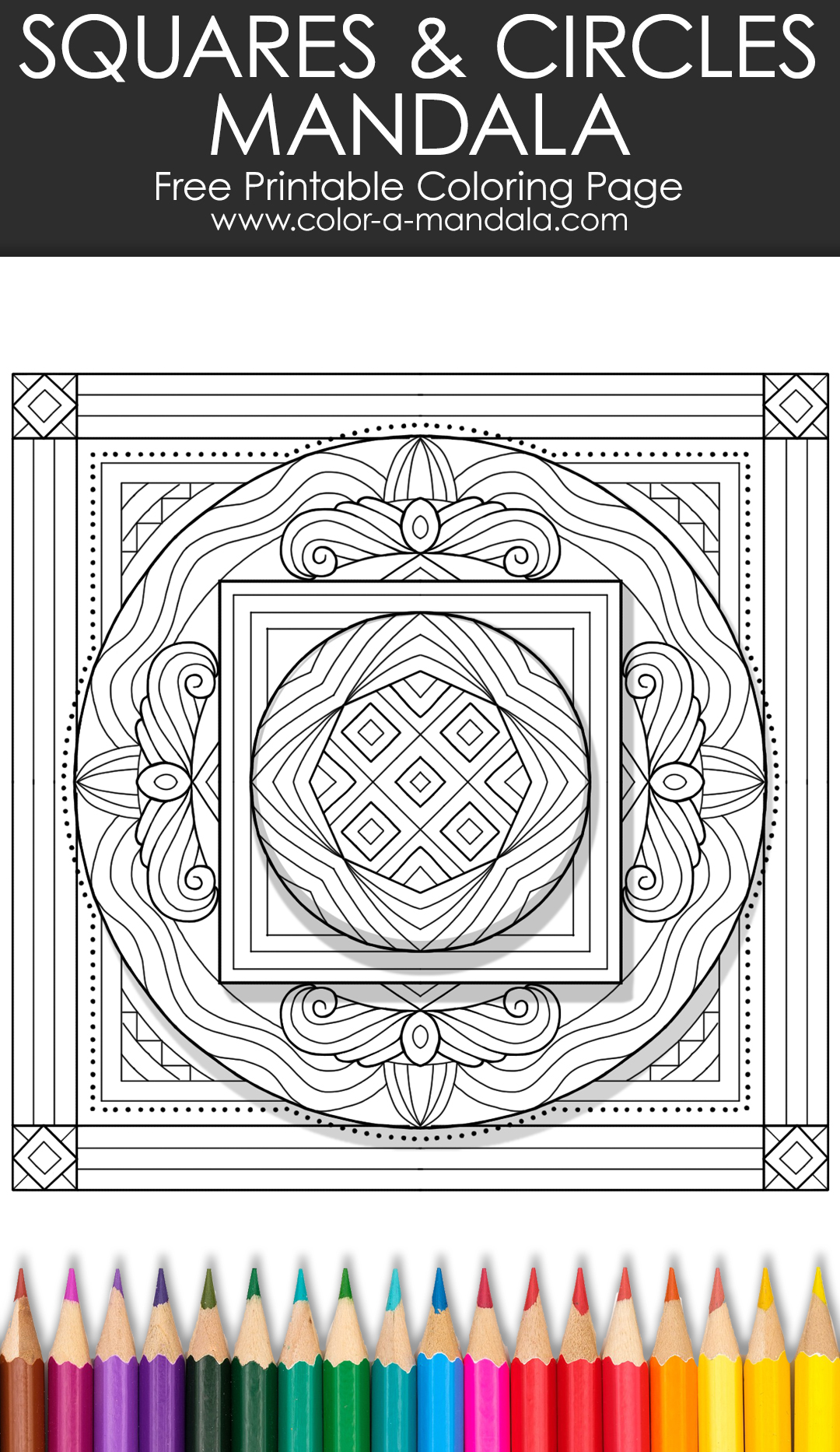 Vintage inspired mandala coloring page image.