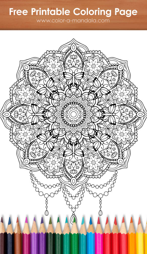 Garden Tranquility: Free Butterfly Mandala Coloring Page