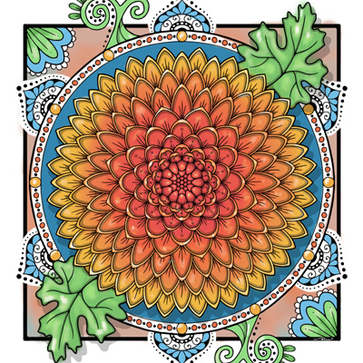 Image link to a Chrysanthemum Mum Flowers coloring page