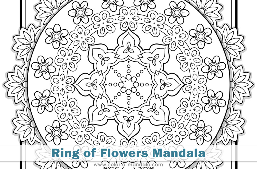 Image of a ring of flowers coloring page