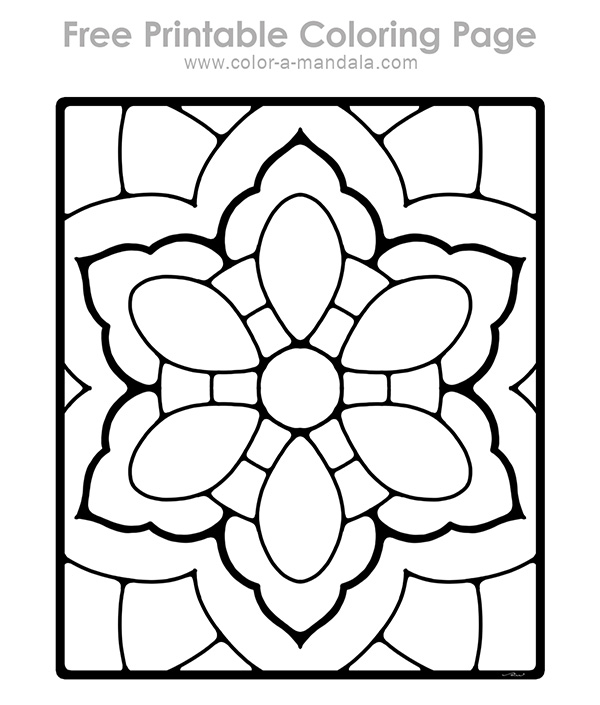 Image of a soothing simple mandala coloring page