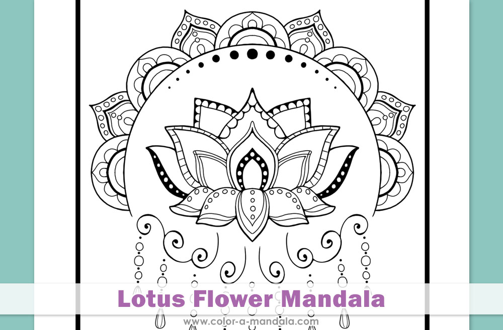 Image of a lotus flower mandala coloring page