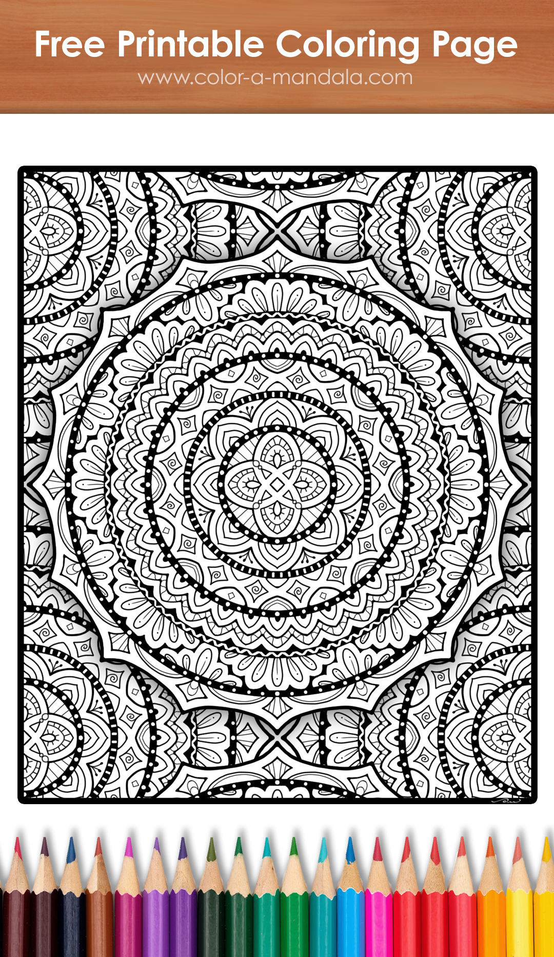 Sample image of an uncolored mandala coloring page with intricate details.