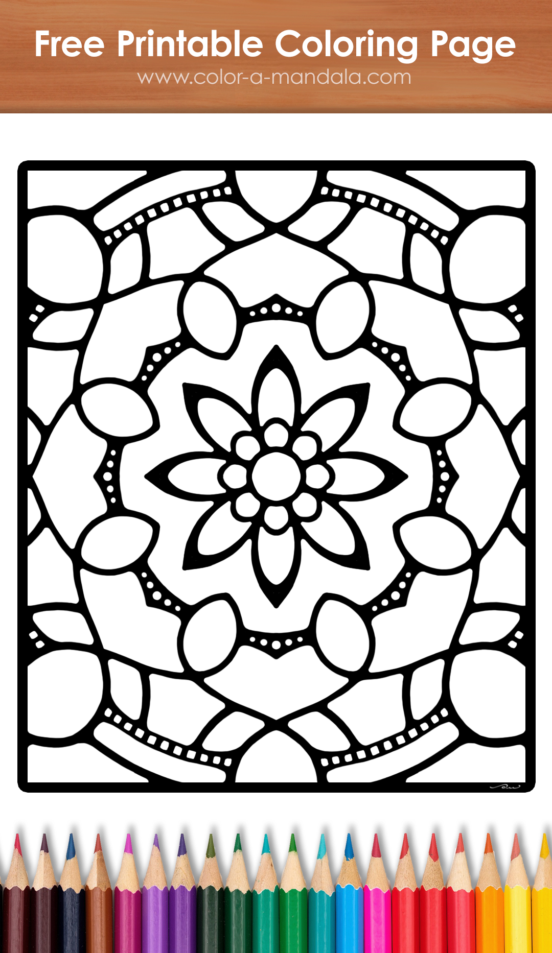 Uncolored coloring page with a Simple Flower Mandala