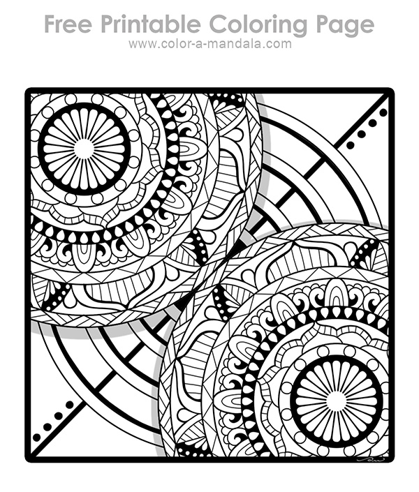 Image of a unique uncolored coloring page with 2 mandalas.