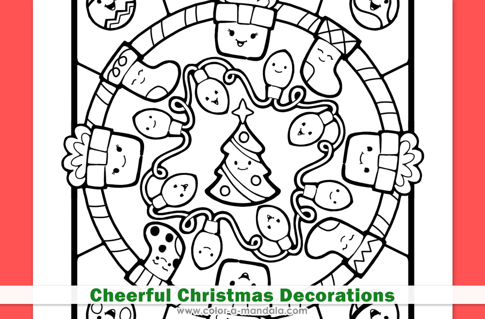 Image of a Christmas mandala with Cheerful Christmas Decorations