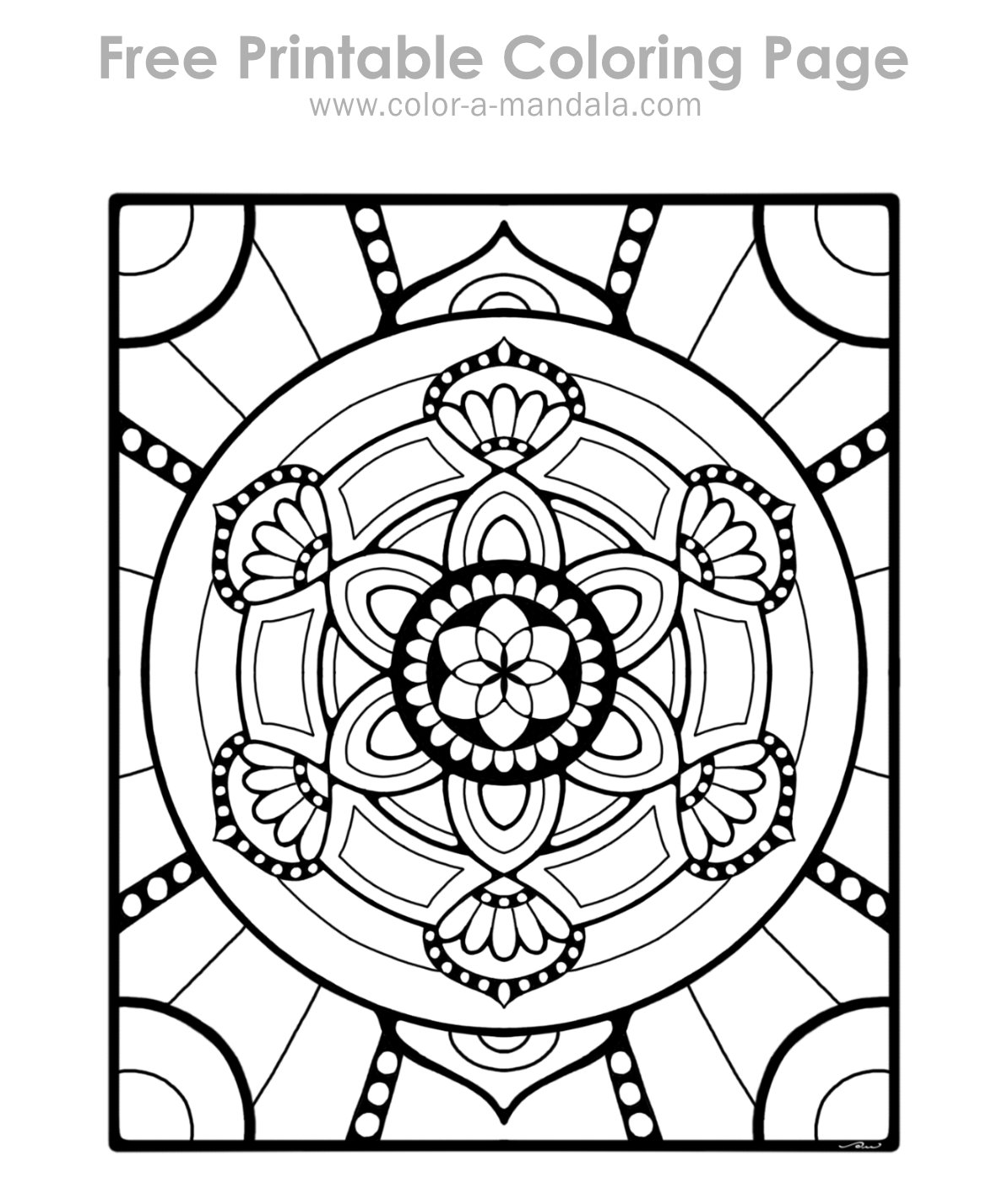 Full sample image of an uncolored version of the Echoes of Hope Mandala coloring page