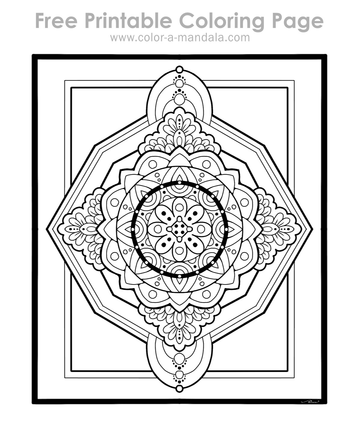 Sample image of this Flourishing Within Mandala coloring page