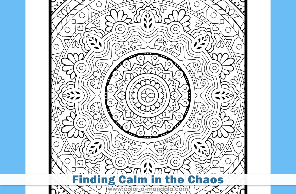 Image of mandala coloring page finding calm in the chaos