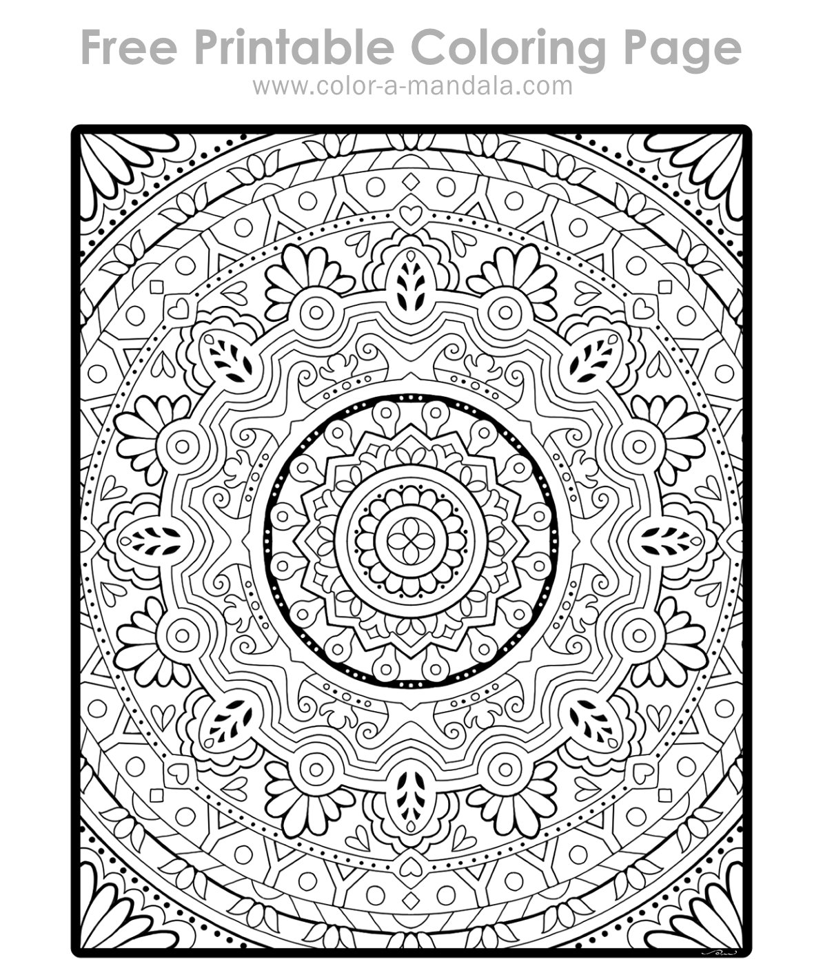 Sample image of a complex mandala coloring page