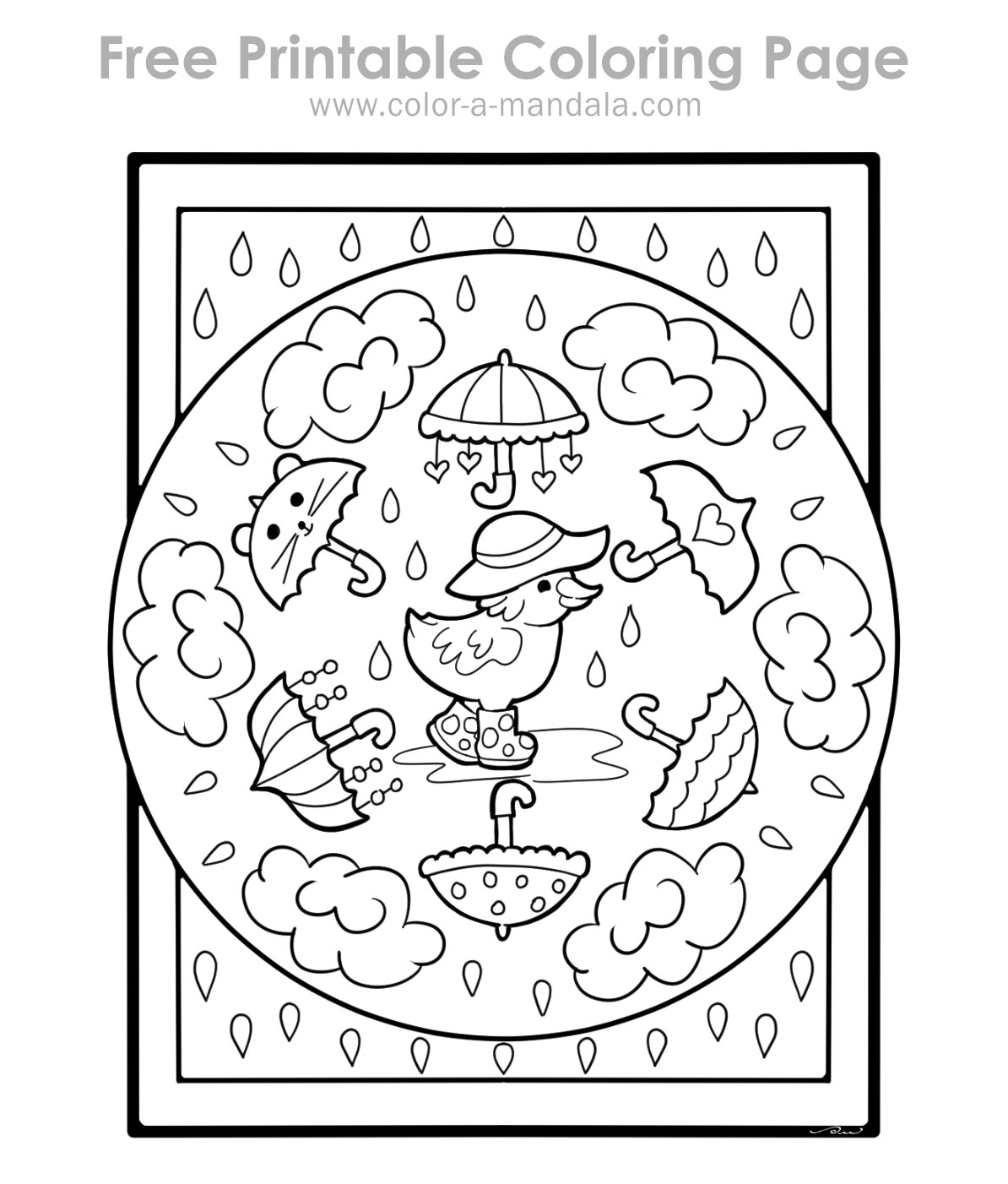 Sample image of the Rain Day Joy coloring page