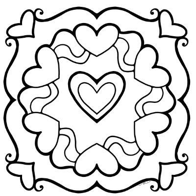 Hearts in Harmony Mandala Coloring Page