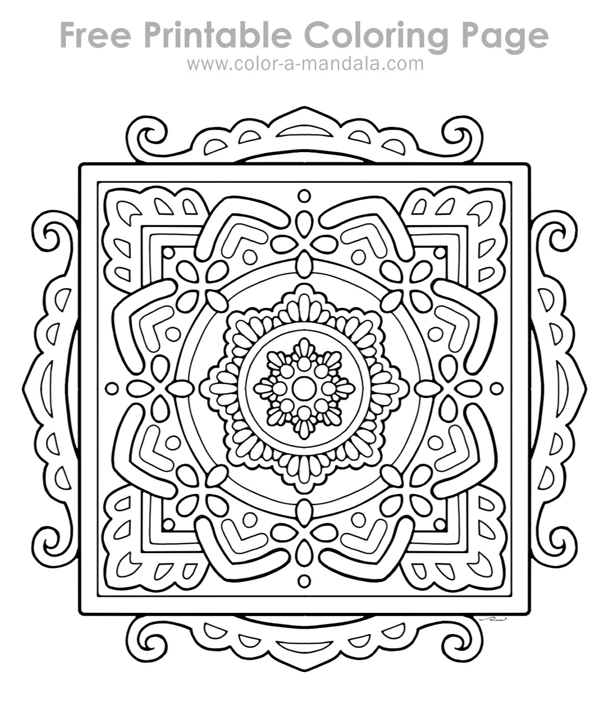 Sample image of a mandala coloring page. 