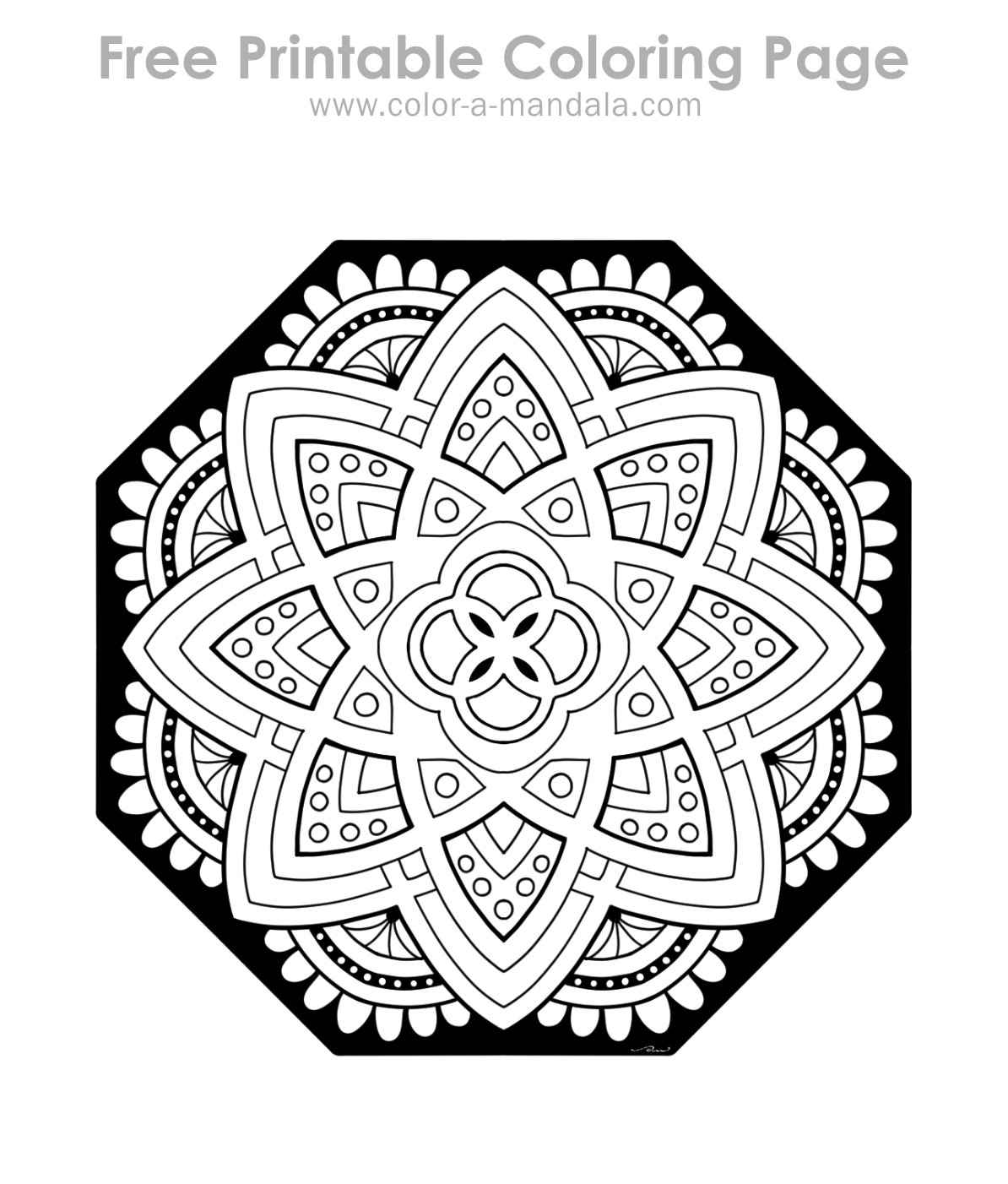 Sample image of a free printable mandala coloring page