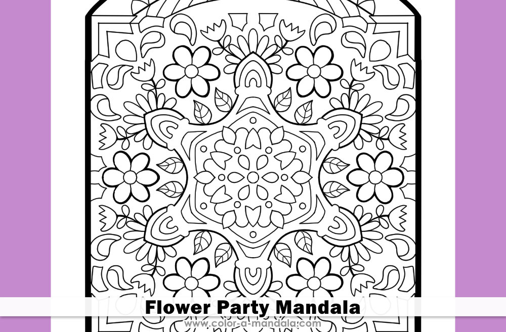 Image of the Flower Party Mandala coloring page