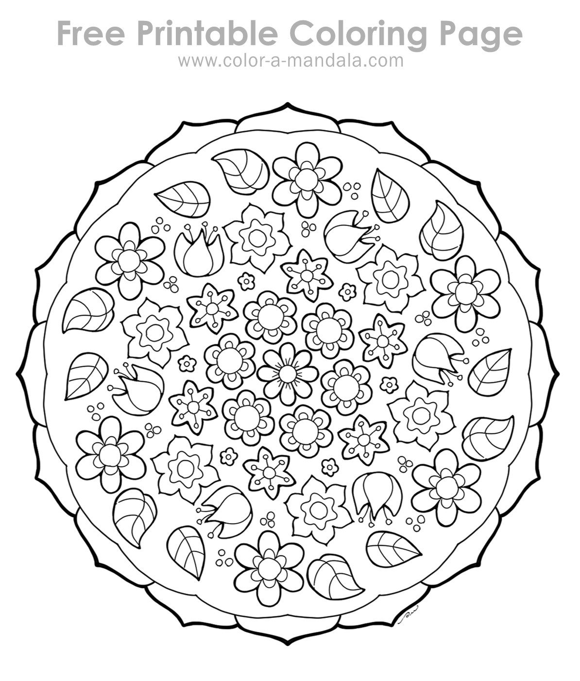 Sample image of an uncolored  coloring page called Blooming Mandala Bliss.